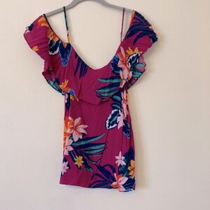 Old Navy Pink Floral Cold Shoulder Top